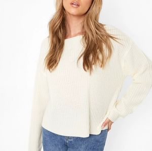 Cream Off The Shoulder Slouchy Sweater